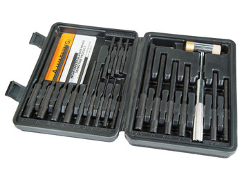 Wheeler 110128 Master Roll Pin Punch Set Steel Universal Knurled Handle 19 Pieces