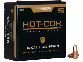 Speer 2007 Hot-Cor 30Cal 130gr Soft Point Flat Nose 100 Per Box/5 Case