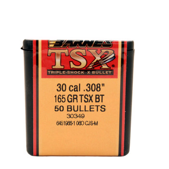 Barnes Bullets 30349 TSX  30 Cal .308 165 gr TSX Boat Tail 50 Per Box UPC: 716876308439