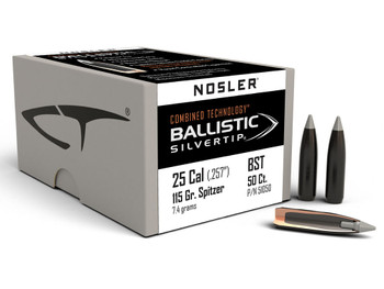 Nosler 51050 Ballistic Silvertip 25Cal 115gr Spitzer Point 50/Box