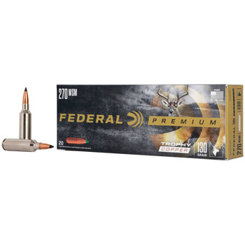 Federal Trophy Copper Hyper Velocity Centerfire Ammunition, 270 WSM, Trophy Copper, 130 Grain - 20 Cartridge Box ( 20 / 1 )