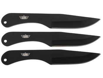 Uzi Accessories UZKTRW004 Throwing Knives IV Three, 8.25" Plain Black Stainless Steel