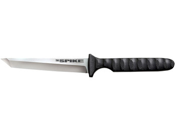 Cold Steel CS-53NCT Spike 4" Fixed Tanto Plain Cryo 4116 SS Blade/Black Scalloped Griv-Ex Handle Includes Bead Chain Lanyard/Sheath