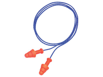 Howard Leight R01520 Corded Ear Plugs Smart Fit Foam 25 dB Behind The Neck Orange Ear Buds with Blue Cord Adult 2 Pair