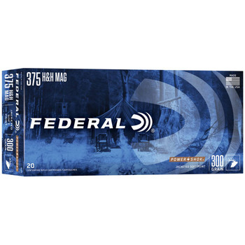 Federal Power-Shok Hyper Velocity Centerfire Ammunition, 375 H&H Mag, Jacketed Soft Point, 300 Grain - 20 Cartridge Box ( 20 / 1 )
