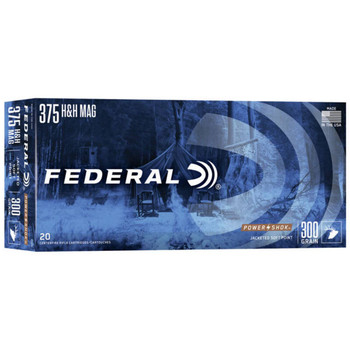 Federal Power-Shok Hyper Velocity Centerfire Ammunition, 375 H&H Mag, Jacketed Soft Point, 300 Grain - 20 Cartridge Box ( 20 / 1 )