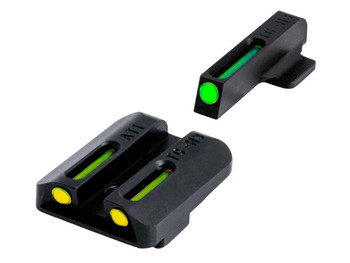 TruGlo TG131GT1B TFO Green/Tritium/Fiber Optic Front Sight-Yellow/Tritium/Fiber Optic Rear Sight Glock 42/43