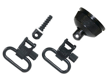 Uncle Mike's 18002 Mag Cap Swivel Set made of Steel with Blued Finish, 1" Loop Size & Quick Detach Style for 12 Gauge Remington 870 Express with Wood Stock Includes Two Super Swivels