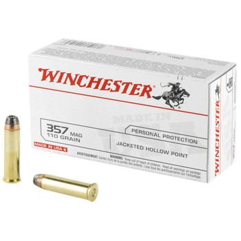 Winchester USA White Box High Velocity Centerfire Ammunition, 357 Magnum, Jacketed Hollow Point, 110 Grain - 50 Cartridge Box ( 50 / 1 )