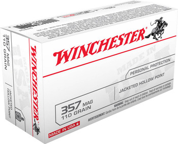 Winchester USA White Box High Velocity Centerfire Ammunition, 357 Magnum, Jacketed Hollow Point, 110 Grain - 50 Cartridge Box ( 50 / 1 )