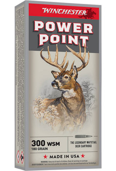 Winchester Power-Point Hyper Velocity Centerfire Ammunition, 300 WSM, Power Point, 180 Grain - 20 Cartridge Box ( 20 / 1 )