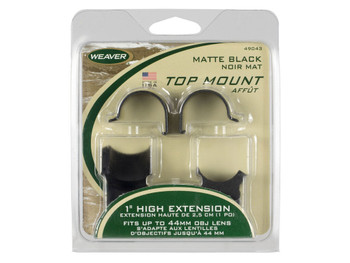 Weaver Mounts 49043 Detachable Extension Top Mount Rings Matte Black 1" Extra High