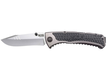 S.O.G SOG-SW1011-C Sideswipe 3.40" Folding Clip Point Plain Bead Blasted 7Cr15MoV SS Blade Gray Anodized Aluminum/G10 Handle Includes Belt Clip