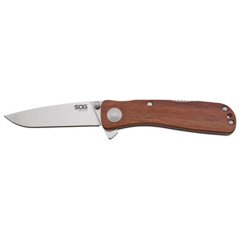 S.O.G SOGTWI17CP Twitch II 2.65 Folding Drop Point Plain Satin AUS8A SS Blade Brown Rosewood Handle Includes Pocket Clip UPC: 729857998758