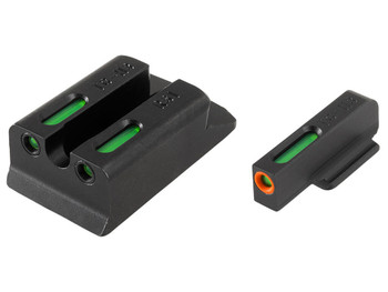 TruGlo TG13RS1PC TFX Pro Black | Green Tritium & Fiber Optic Orange Outline Front Sight Green Tritium & Fiber Optic Rear Sight