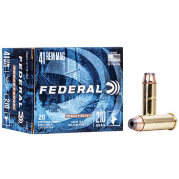 Federal Power-Shok High Velocity Centerfire Ammunition, 41 Rem Mag, Jacketed Hollow Point, 210 Grain - 20 Cartridge Box ( 20 / 1 )