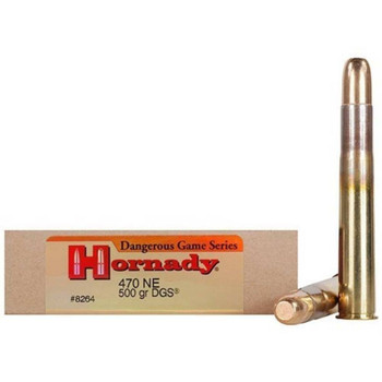 Hornady Dangerous Game Hyper Velocity Centerfire Ammunition, 470 Nitro Express, Dangerous Game Solid, 500 Grain - 20 Cartridge Box ( 20 / 1 )