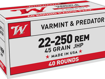 Winchester Ammo USA222502 USA 22-250Rem 45gr Jacketed Hollow Point 40 Per Box/10 Case