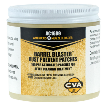 CVA AC1689 Barrel Blaster PreLubed Patches Against Rust and Corrosion Jar UPC: 043125116898