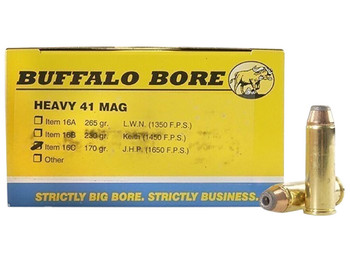 Buffalo Bore Ammunition 16C20 Heavy Strictly Business 41Rem Mag 170gr Jacket Hollow Point 20 Per Box/12 Case