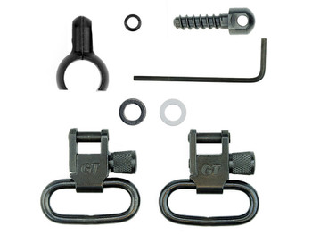 GrovTec US Inc GTSW46 Barrel Band Swivel Set Shotgun 1" Black Steel