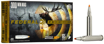 Federal Trophy Bonded Hyper Velocity Centerfire Ammunition, 300 Win Mag, Trophy Bonded Tip, 165 Grain - 20 Cartridge Box ( 20 / 1 )