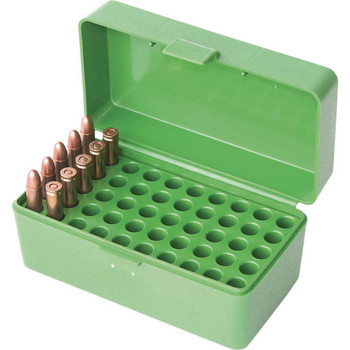 MTM 50 Round Flip-Top Rifle Ammo Box 22 Hornet, .30 Carbine, .218 BEE (Green)
