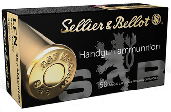 Sellier & Bellot Handgun Standard Velocity Centerfire Ammunition, 357 Magnum, Lead Flat Nose, 158 Grain - 50 Cartridge Box ( 50 / 1 )
