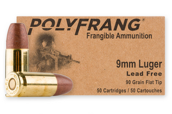 Polyfrang 50 Rounds 9mm Luger 90 Grain Flat Tip UPC: 865943000261