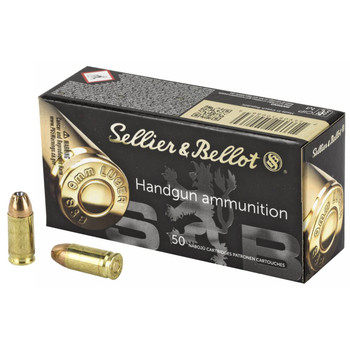Sellier & Bellot Handgun High Velocity Centerfire Ammunition, 9mm Luger, Jacketed Hollow Point, 124 Grain - 50 Cartridge Box ( 50 / 1 )
