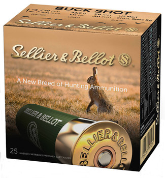 Sellier & Bellot Buckshot, 12 Gauge, 2 3/4 in, 1 1/8 oz, #1 Buck Shot, Shotshell Ammunition - 25 Cartridge Box ( 25 / 1 )