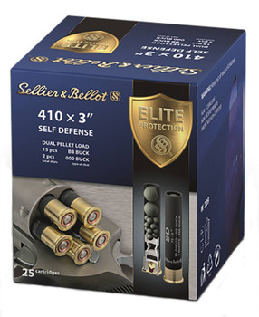 Sellier & Bellot Self Defense 410 Bore Shotshell Ammunition, 3 Inch, 984 FPS, 17 Pellet, BB / #000 Buck Blend - 25 Cartridge Box ( 25 / 1 ) Sellier & Bellot Self Defense 410 Bore Shotshell Ammunition, 3 Inch, 984 FPS, 17 Pellet, BB / #000 Buck Blend - 25 Cartridge Box ( 25 / 1 )