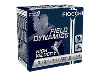 Fiocchi 12HV6 Field Dynamics High Velocity 12Gauge 2.75" 1 1/4oz 6Shot 25 Per Box/10 Case
