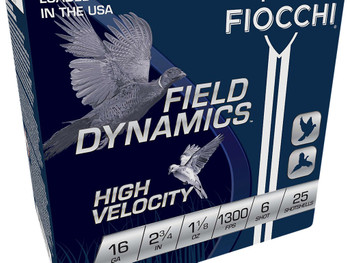 Fiocchi 16HV6 Field Dynamics High Velocity 16Gauge 2.75" 1 1/8oz 6Shot 25 Per Box/10 Case