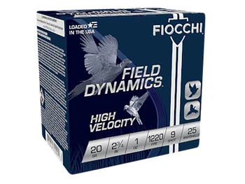 Fiocchi 20HV9 Field Dynamics High Velocity 20Gauge 2.75" 1oz 9Shot 25 Per Box/10 Case