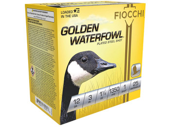 Fiocchi 123SGW1 Golden Waterfowl 12Gauge 3" 1 1/4oz 1Shot 25 Per Box/10 Case