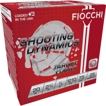 Fiocchi 20SD75 Shooting Dynamics Target 20 Gauge 2.75 78 oz 7.5 Shot 25 Bx 10 UPC: 762344710839