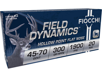 Fiocchi 4570B Field Dynamics 45-70Gov 300gr Hollow Point Flat Nose 20 Per Box/10 Case