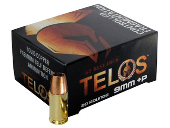 G2 Research G00619 Telos 9mmLuger+P 92gr Fracturing Copper Hollow Point 20 Per Box/25 Case