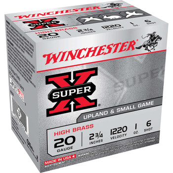 Winchester Ammo X206 Super X Heavy Game Load High Brass 20 Gauge 2.75 1 oz 1220 fps 6 Shot 25 Bx10 Cs UPC: 020892000223