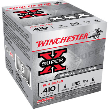 Winchester Super-X 410 Bore Shotshell Ammunition, 3 Inch, 1135 FPS, 11/16 Ounce, #6 Shot - 25 Cartridge Box ( 25 / 1 )