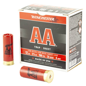 Winchester AA Low Recoil Low Noise Target 12 Gauge Shotshell Ammunition, 2 3/4 Inch, 980 FPS, 2/3 Ounce, #8 Shot - 25 Cartridge Box ( 25 / 1 )