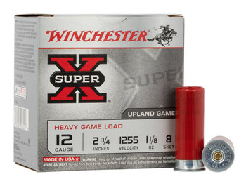 Winchester Super-X 12 Gauge Shotshell Ammunition, 2 3/4 Inch, 1255 FPS, 1 1/8 Ounce, #8 Shot - 25 Cartridge Box ( 25 / 1 )