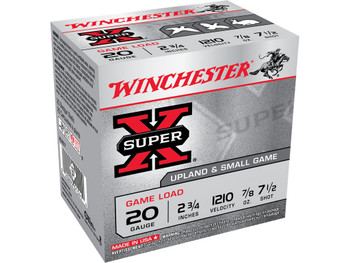 Winchester Ammo XU207 Super X Game Load 20Gauge 2.75" 7/8oz 7.5Shot 25 Per Box/10 Case