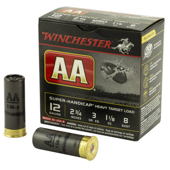 Winchester AA Super-Handicap 12 Gauge Shotshell Ammunition, 2 3/4 Inch, 1250 FPS, 1 1/8 Ounce, #8 Shot - 25 Cartridge Box ( 25 / 1 ) Winchester AA Super-Handicap 12 Gauge Shotshell Ammunition, 2 3/4 Inch, 1250 FPS, 1 1/8 Ounce, #8 Shot - 25 Cartridge Box ( 25 / 1 )
