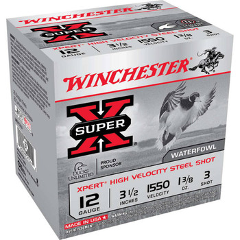 Winchester Super-X 12 Gauge Shotshell Ammunition, 3 1/2 Inch, 1550 FPS, 1 3/8 Ounce, #3 Shot - 25 Cartridge Box ( 25 / 1 )