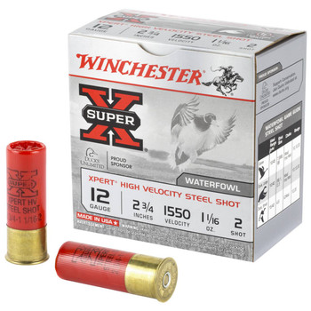 Winchester Super-X 12 Gauge Shotshell Ammunition, 2 3/4 Inch, 1550 FPS, 1 1/16 Ounce, #2 Shot - 25 Cartridge Box ( 25 / 1 )