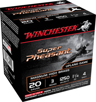 Winchester Super Pheasant 20 Gauge Shotshell Ammunition, 3 Inch, 1250 FPS, 1 1/4 Ounce, #4 Shot - 25 Cartridge Box ( 25 / 1 )