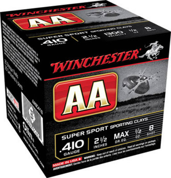 Winchester AA Super Sport 410 Bore Shotshell Ammunition, 2 1/2 Inch, 1300 FPS, 1 1/8 Ounce, #8 Shot - 25 Cartridge Box ( 25 / 1 )