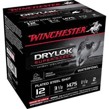 Winchester Ammo SSH12LH2 Drylok Super Steel High Velocity 12 Gauge 3.50 1 12 oz 2 Shot 25 Per Box 10 Case UPC: 020892017061